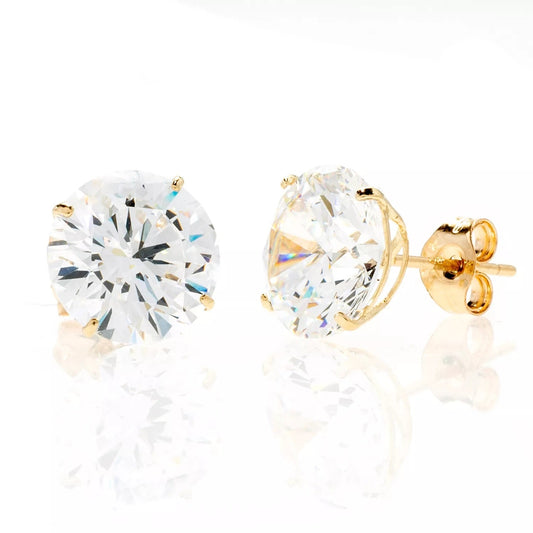 Trending Women's 14K Gold Round Diamond Stud Earrings